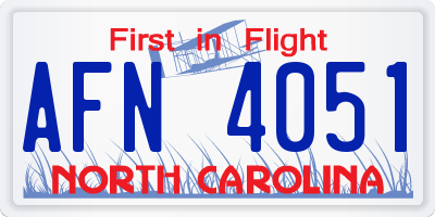 NC license plate AFN4051