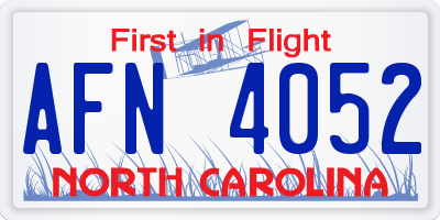 NC license plate AFN4052