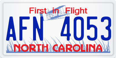 NC license plate AFN4053