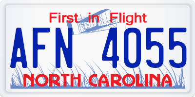 NC license plate AFN4055