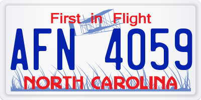 NC license plate AFN4059