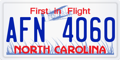 NC license plate AFN4060