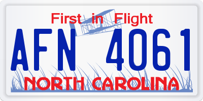 NC license plate AFN4061