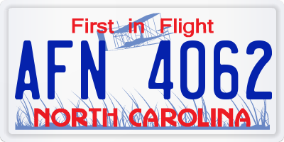 NC license plate AFN4062