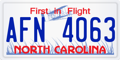 NC license plate AFN4063