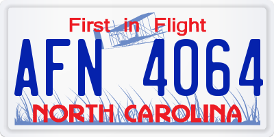 NC license plate AFN4064
