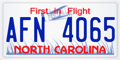 NC license plate AFN4065