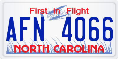 NC license plate AFN4066