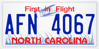 NC license plate AFN4067