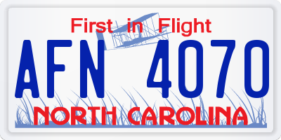 NC license plate AFN4070