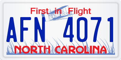 NC license plate AFN4071