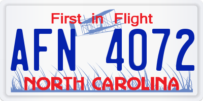 NC license plate AFN4072