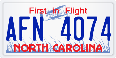 NC license plate AFN4074