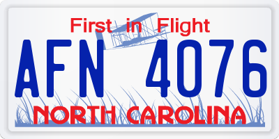 NC license plate AFN4076