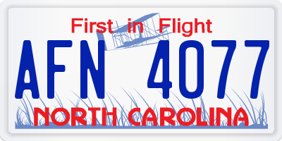 NC license plate AFN4077