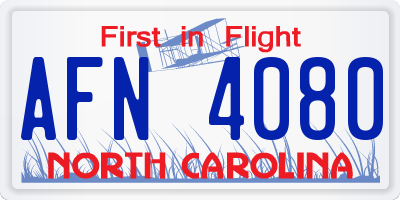 NC license plate AFN4080