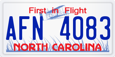 NC license plate AFN4083