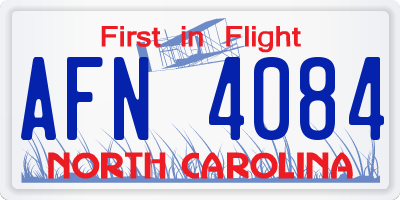 NC license plate AFN4084