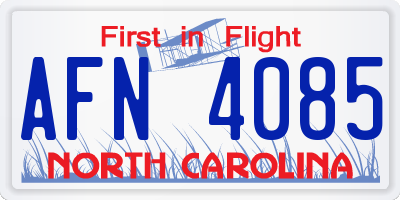 NC license plate AFN4085