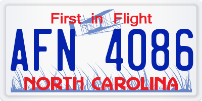 NC license plate AFN4086
