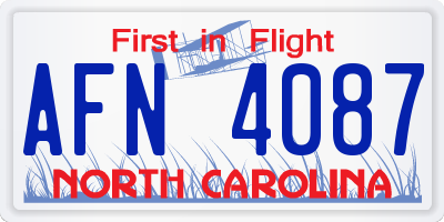 NC license plate AFN4087