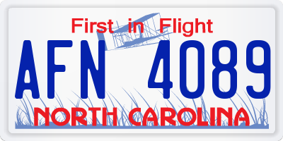 NC license plate AFN4089