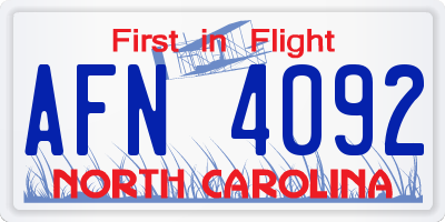 NC license plate AFN4092