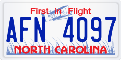 NC license plate AFN4097