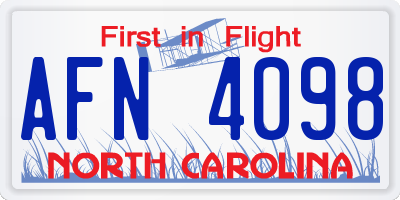 NC license plate AFN4098