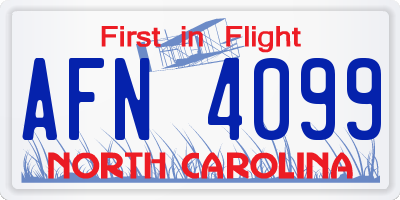NC license plate AFN4099