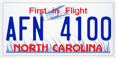 NC license plate AFN4100