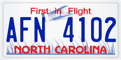 NC license plate AFN4102