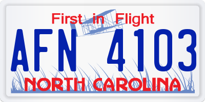 NC license plate AFN4103