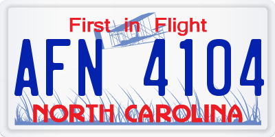 NC license plate AFN4104