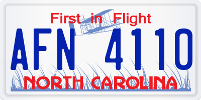 NC license plate AFN4110