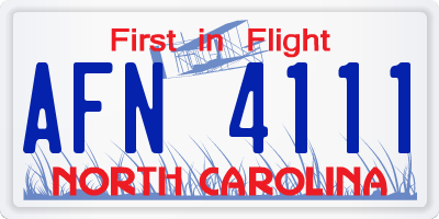 NC license plate AFN4111