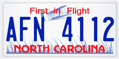 NC license plate AFN4112