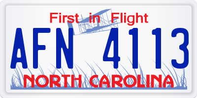 NC license plate AFN4113