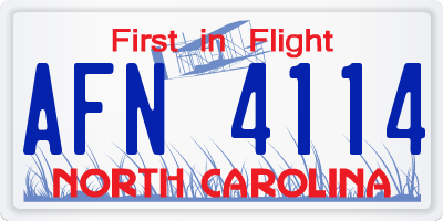 NC license plate AFN4114