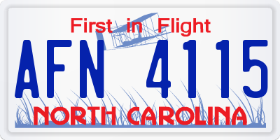 NC license plate AFN4115