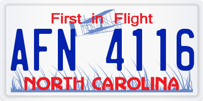 NC license plate AFN4116