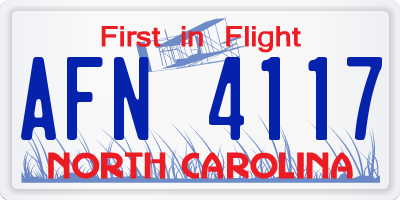 NC license plate AFN4117