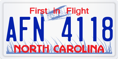 NC license plate AFN4118