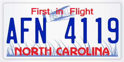 NC license plate AFN4119