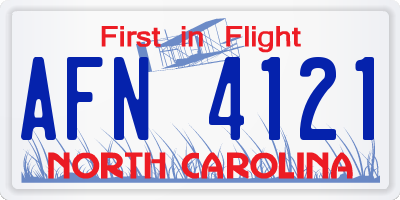 NC license plate AFN4121