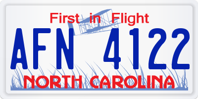 NC license plate AFN4122