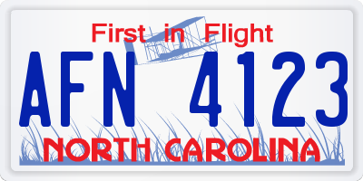 NC license plate AFN4123
