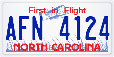 NC license plate AFN4124
