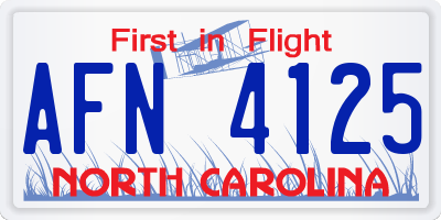 NC license plate AFN4125