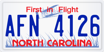 NC license plate AFN4126